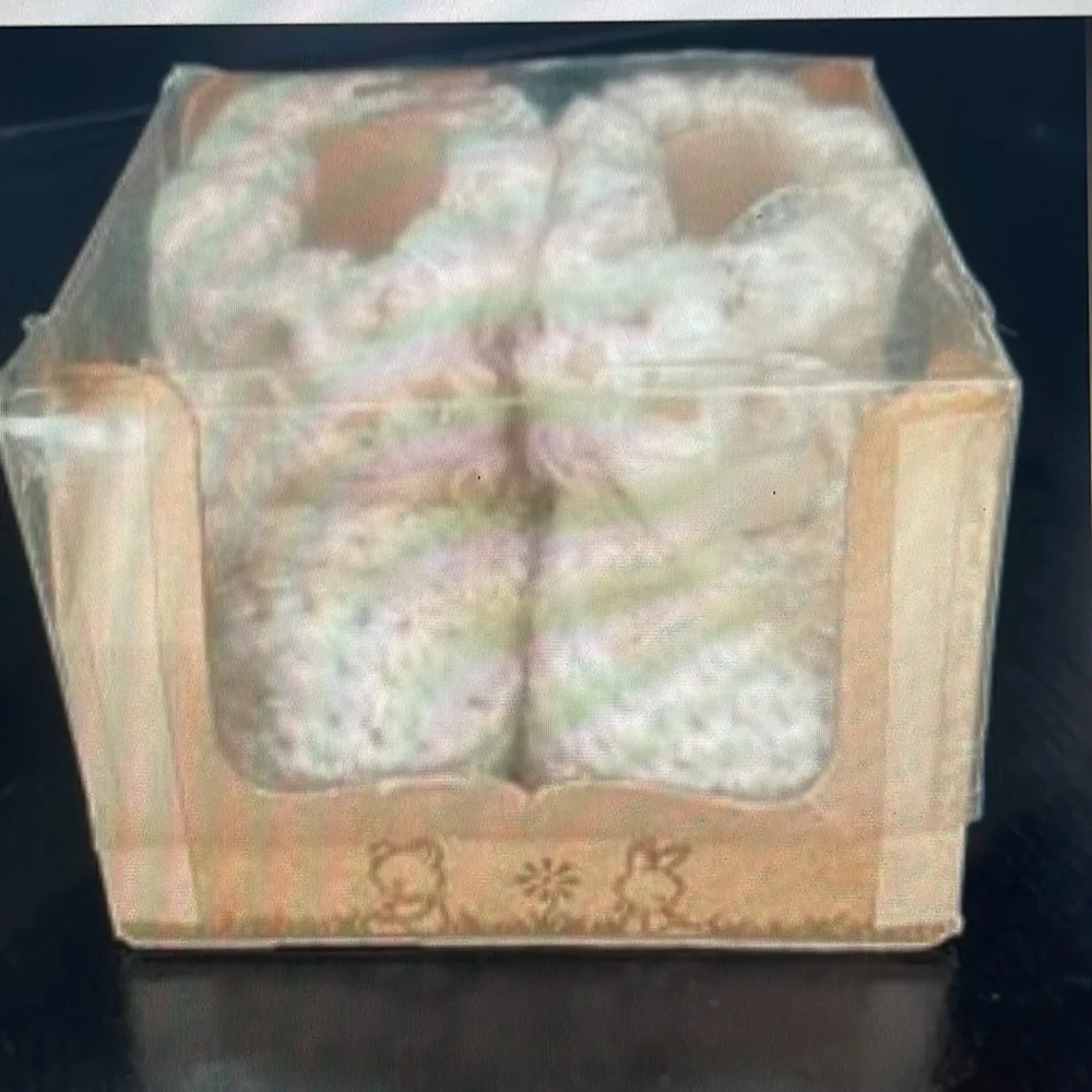 Vintage Glo Knit Hand Knit Baby Booties